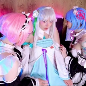 优质百合cos拉姆雷姆艾米莉亚最新合集1V1.9G，精美角色扮演